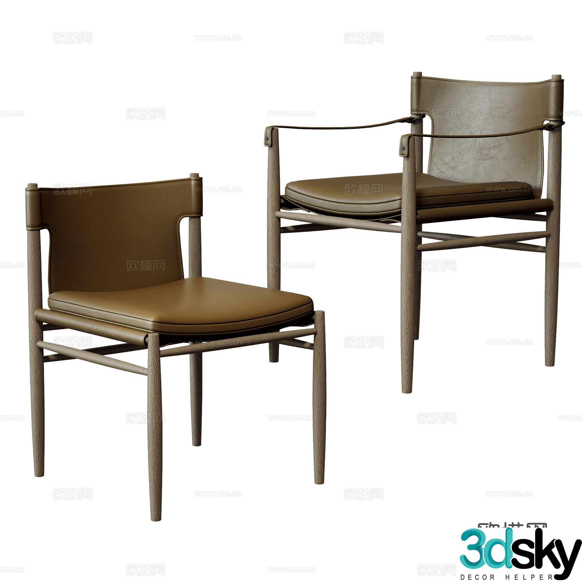 Modern single chair dining chair chair leather single chair leisure chair 3d model
