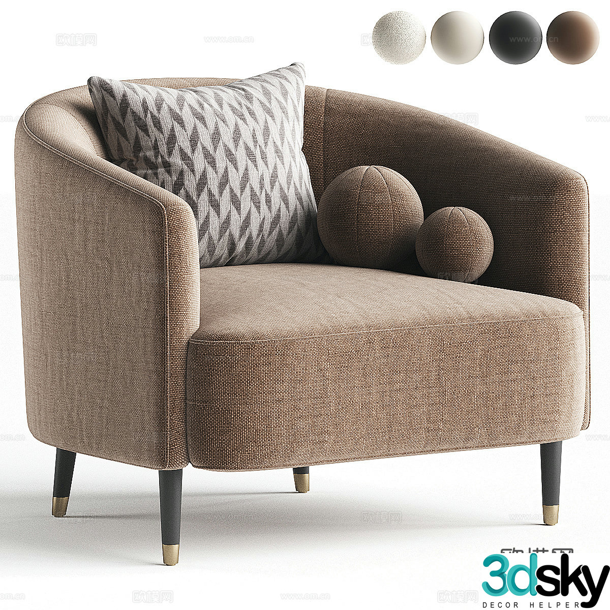 Modern Italian fabric lounge chair 3d model
