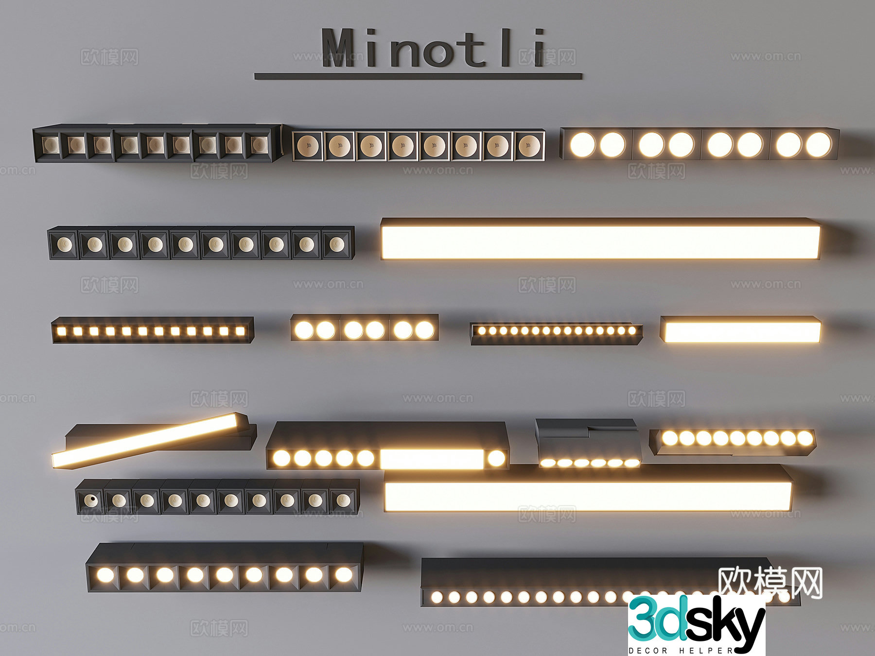 Magnetic track light accessories surface-mounted spotlight 3D model