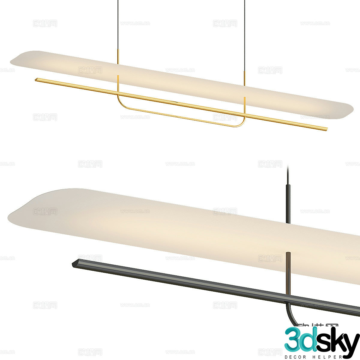 Modern minimalist craft strip chandeliers 3d model