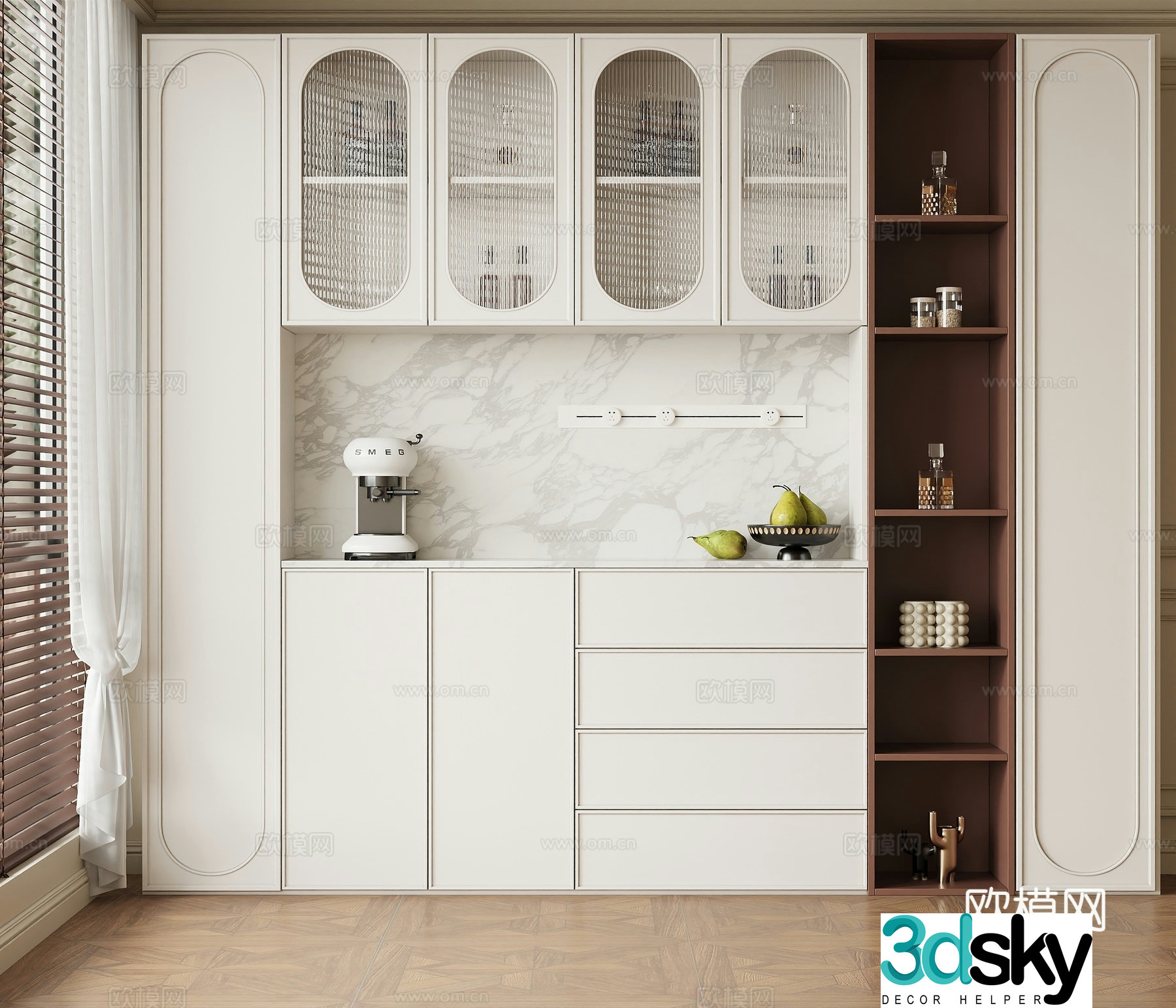 Middle Ages Wasabi Wine Cabinet Glass Wine Cabinet Finished Wine Cabinet Wine Cabinet 3D Model