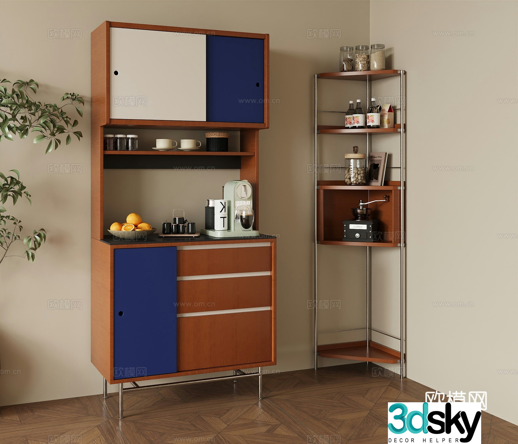 Modern simple Bauhaus sideboard sideboard ornaments Finished sideboard 3D model