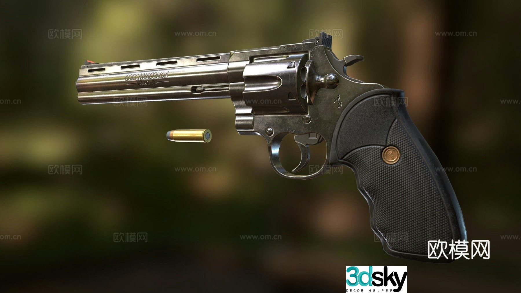 Colt Python Revolver (Chrome) 3d model