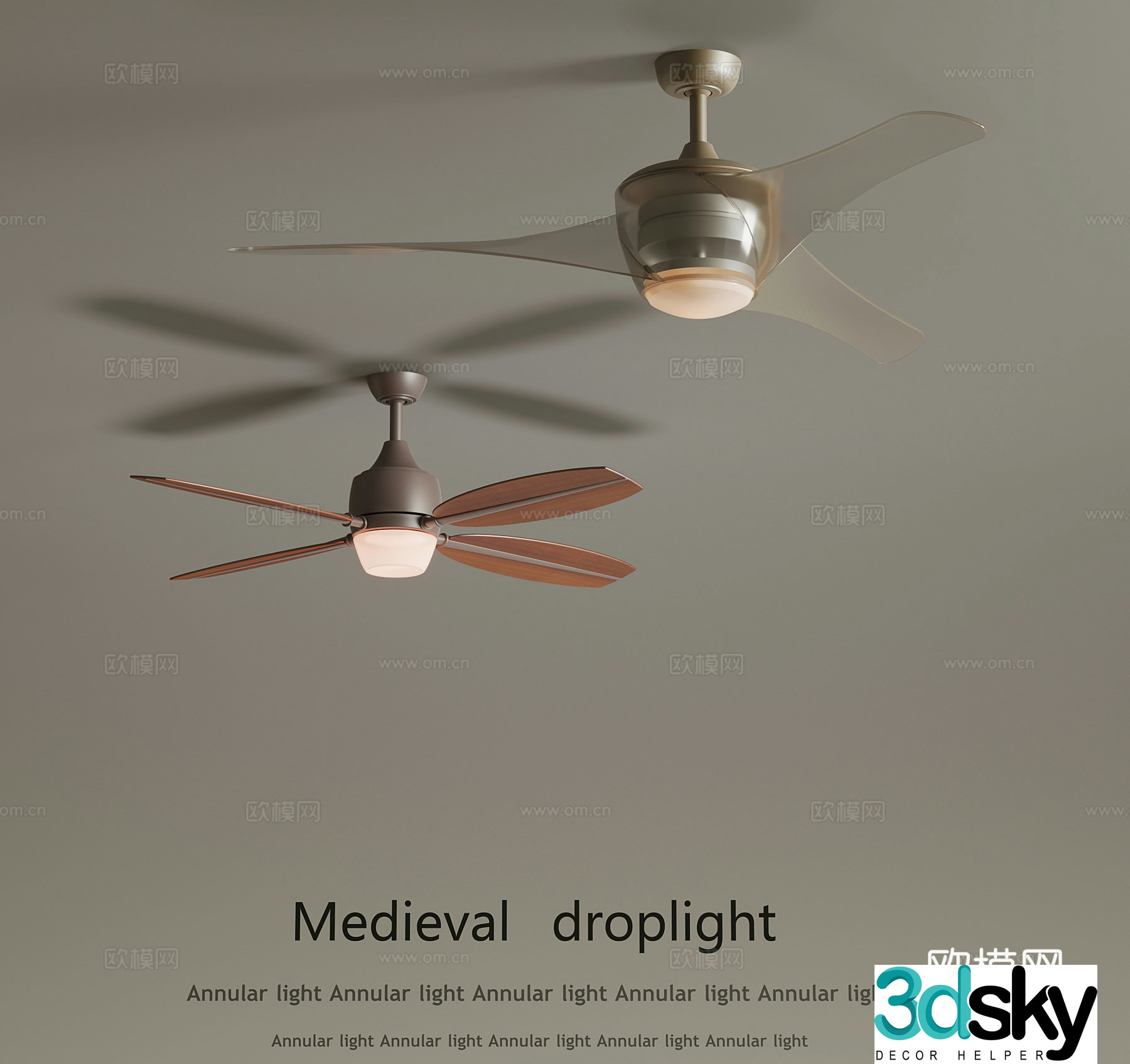 Modern fan light 3d model