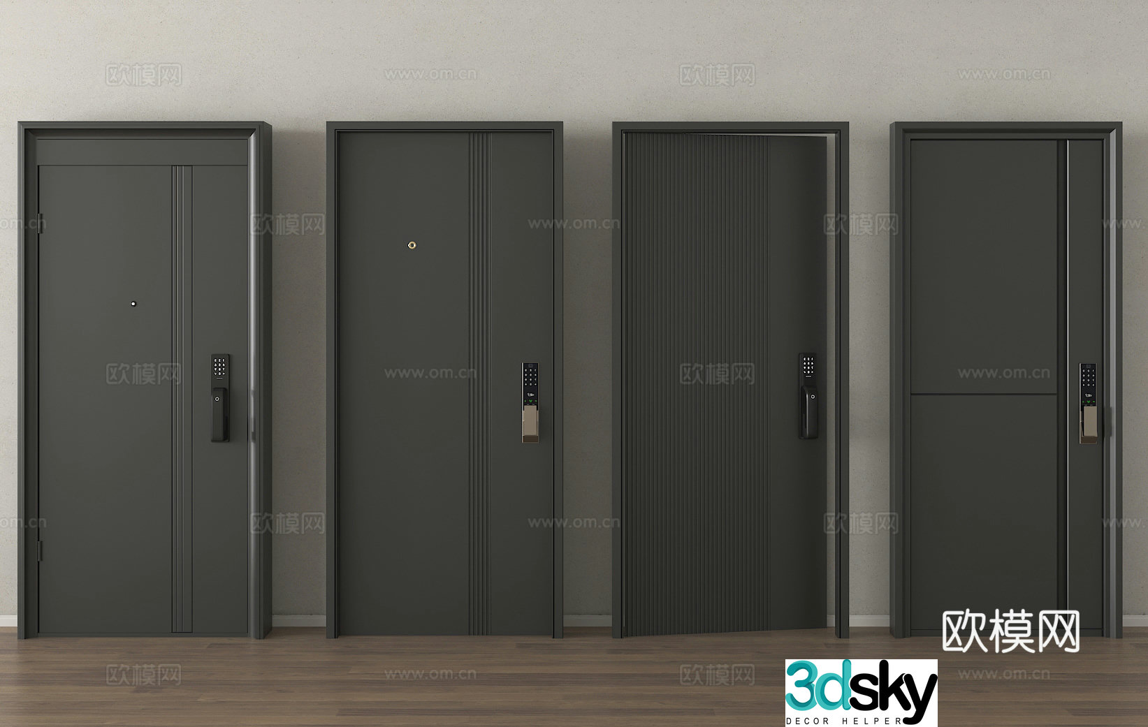 Single-open door security door entry door entry door 3d model