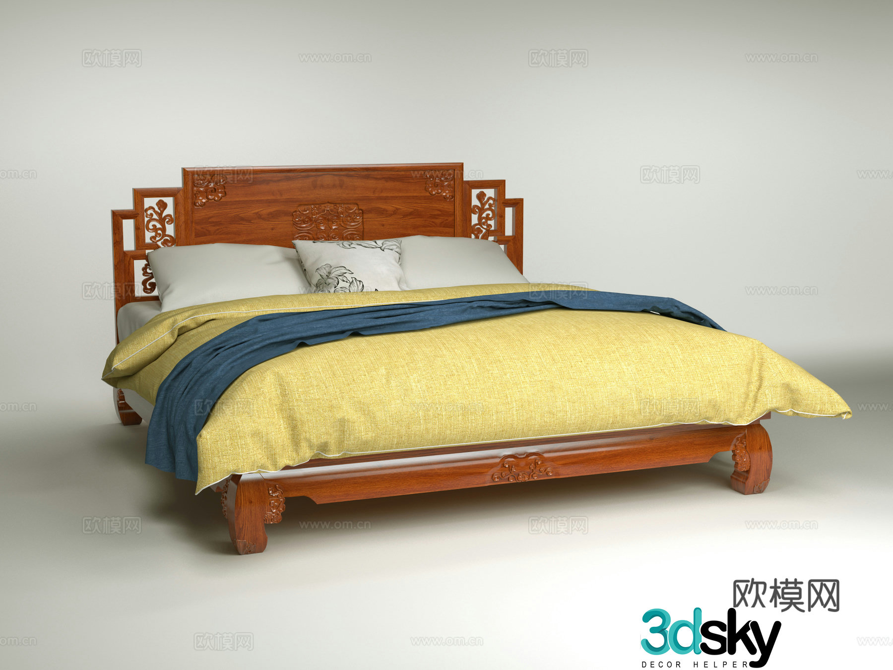 New Chinese style bed 3D model