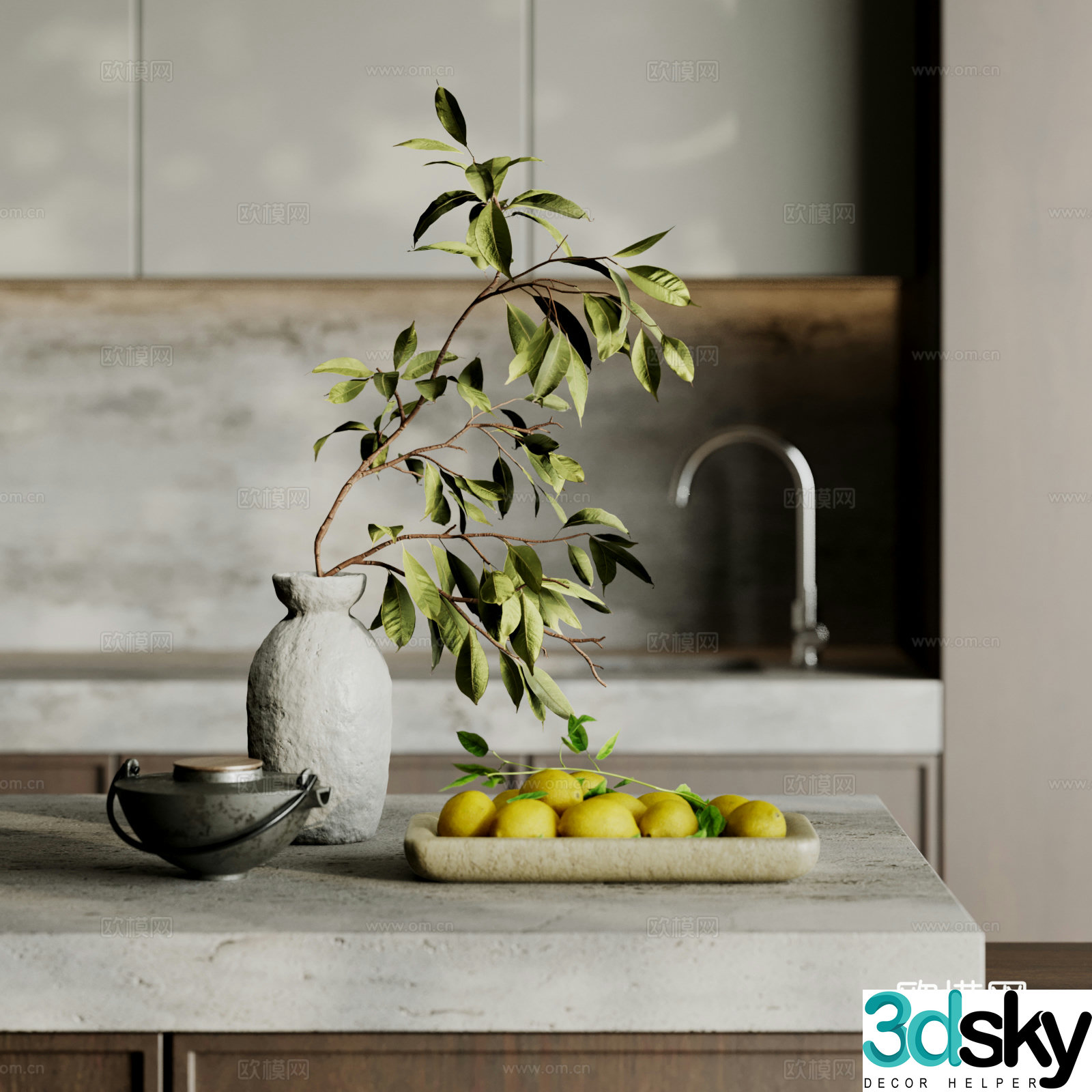 Modern decorative ornament combination dining table ornament floral ornament desktop ornament fruit ornament tea 3d model