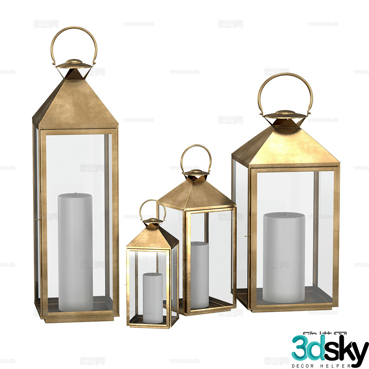 New Chinese style light luxury outdoor lantern decorative lamp 3D model
