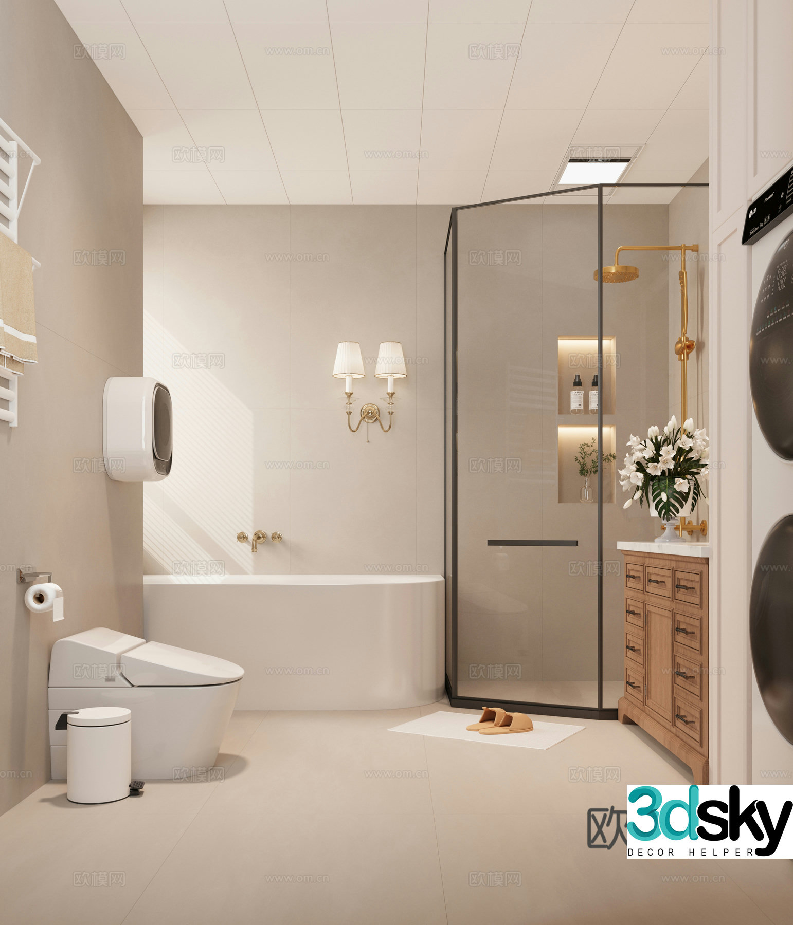 Bathroom Small American bathroom Modern American bathroom Log bathroom American retro bathroom 3D model