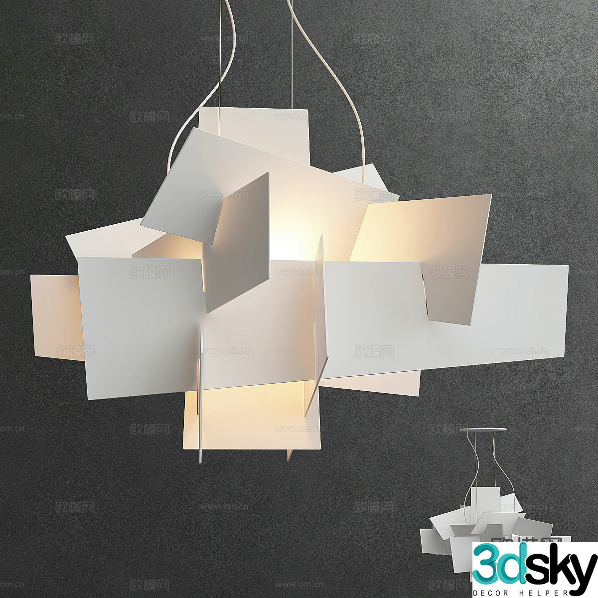 New Chinese style decorative chandelier paper lantern 3d model
