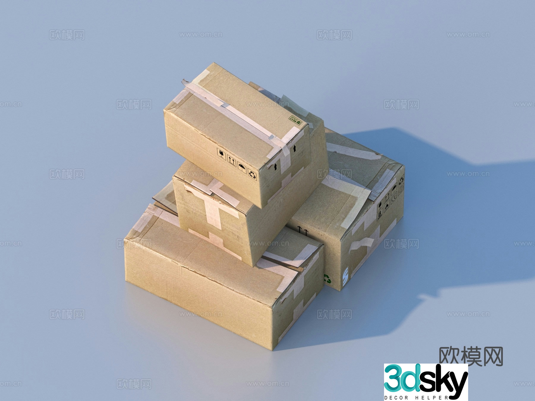 Scrap Carton Carton Cardboard Box 3D Model