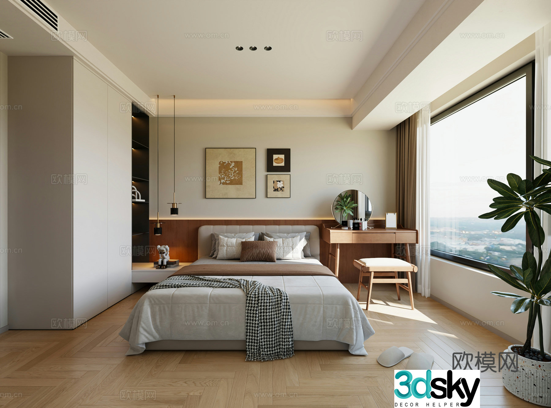 Modern bedroom Elder room Medium style bedroom Cream style bedroom Medium style dressing table Medium style 3D model