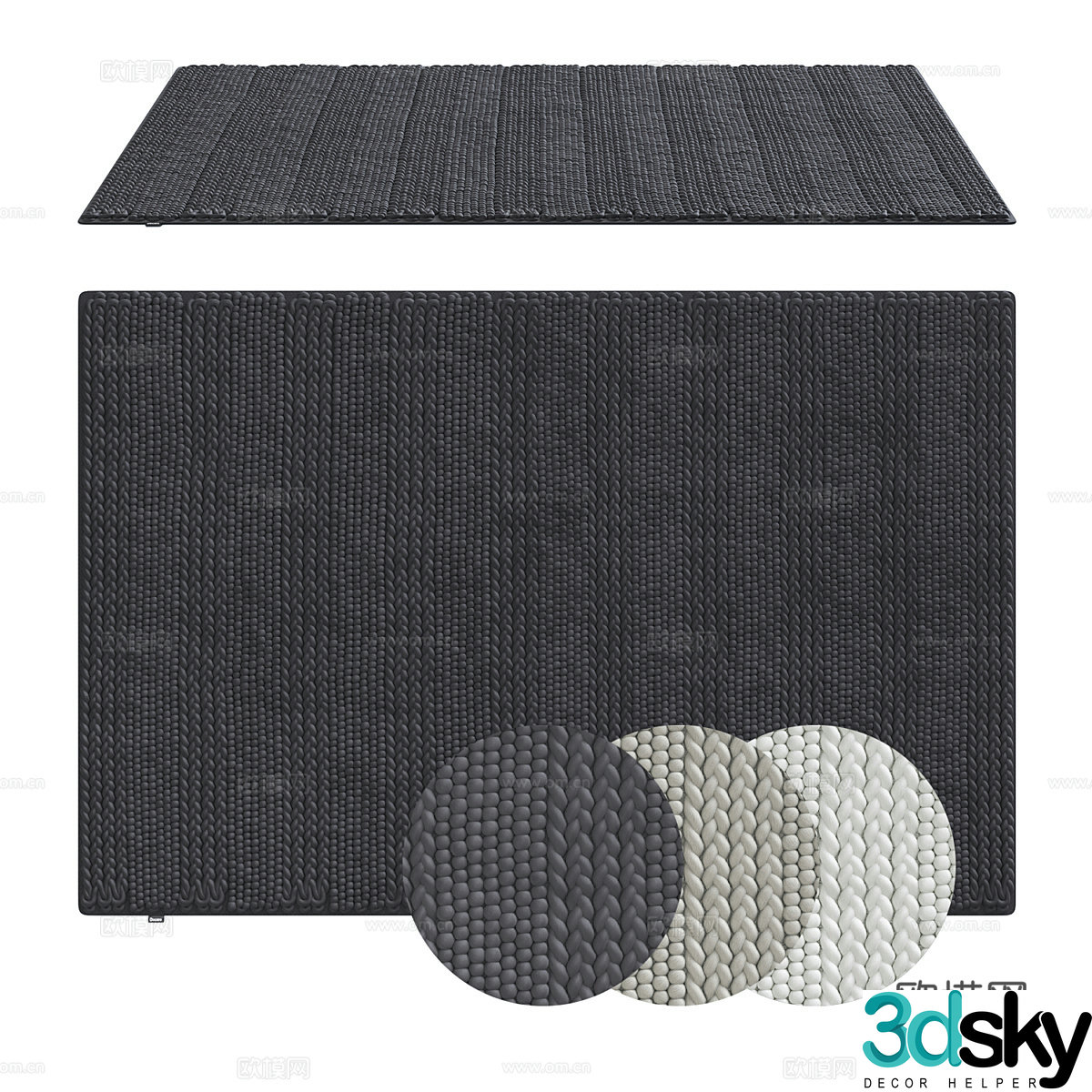 Modern minimalist fabric carpet 3d model