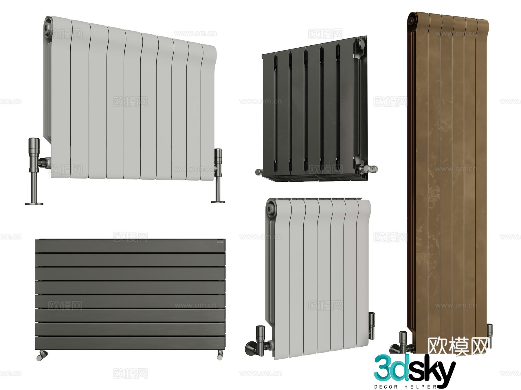 Modern radiator Heating pipe 3d model