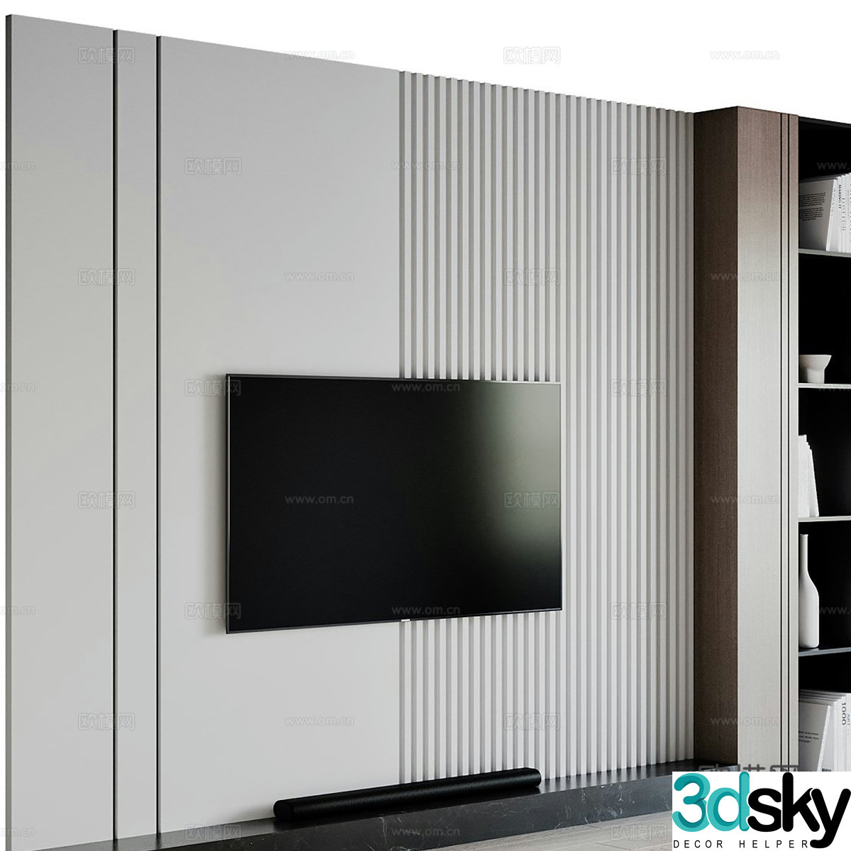 Modern TV background wall 3d model