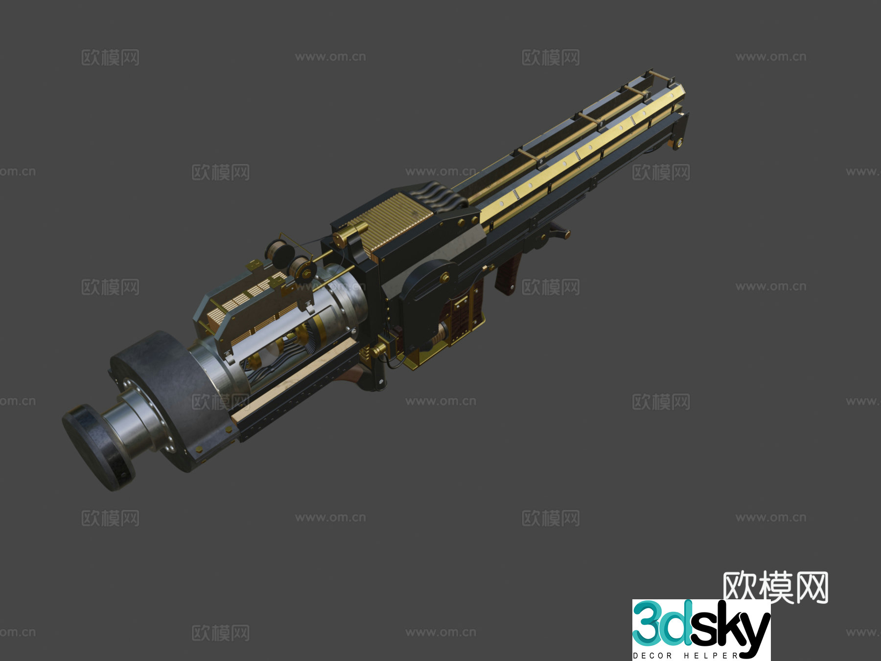 Steampunk railgun 3d model