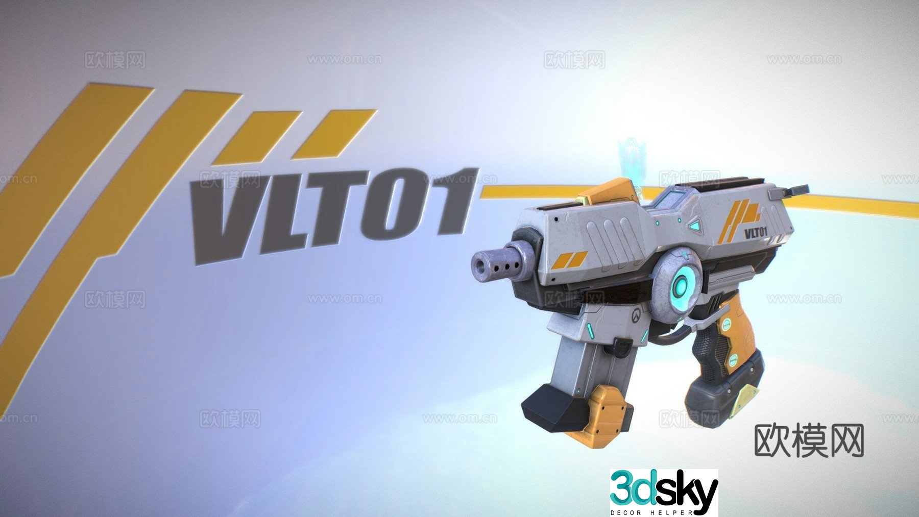 Sci-fi pistol, Overwatch style 3d model