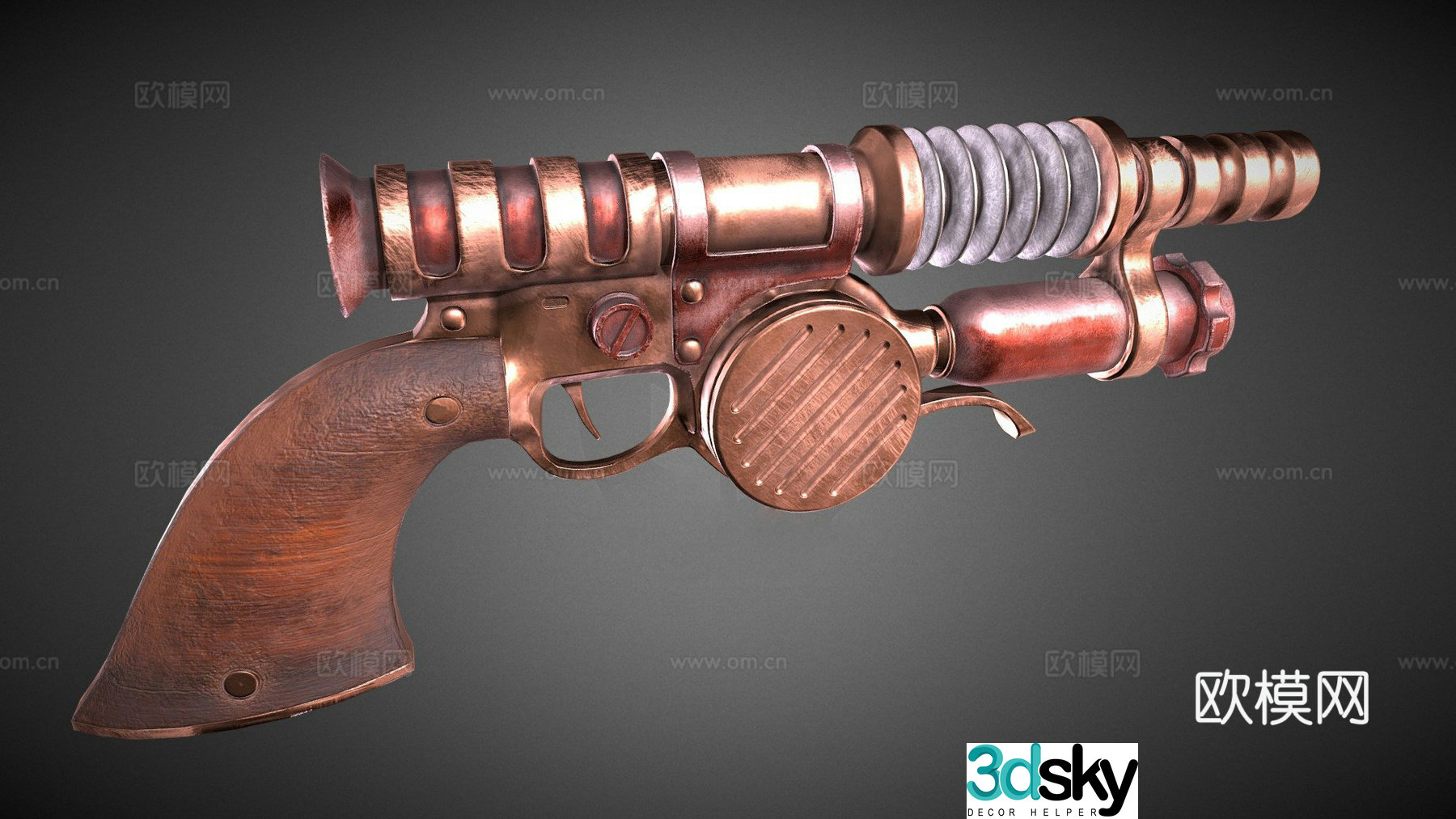 Gun steampunk PBR low polygon 3d model