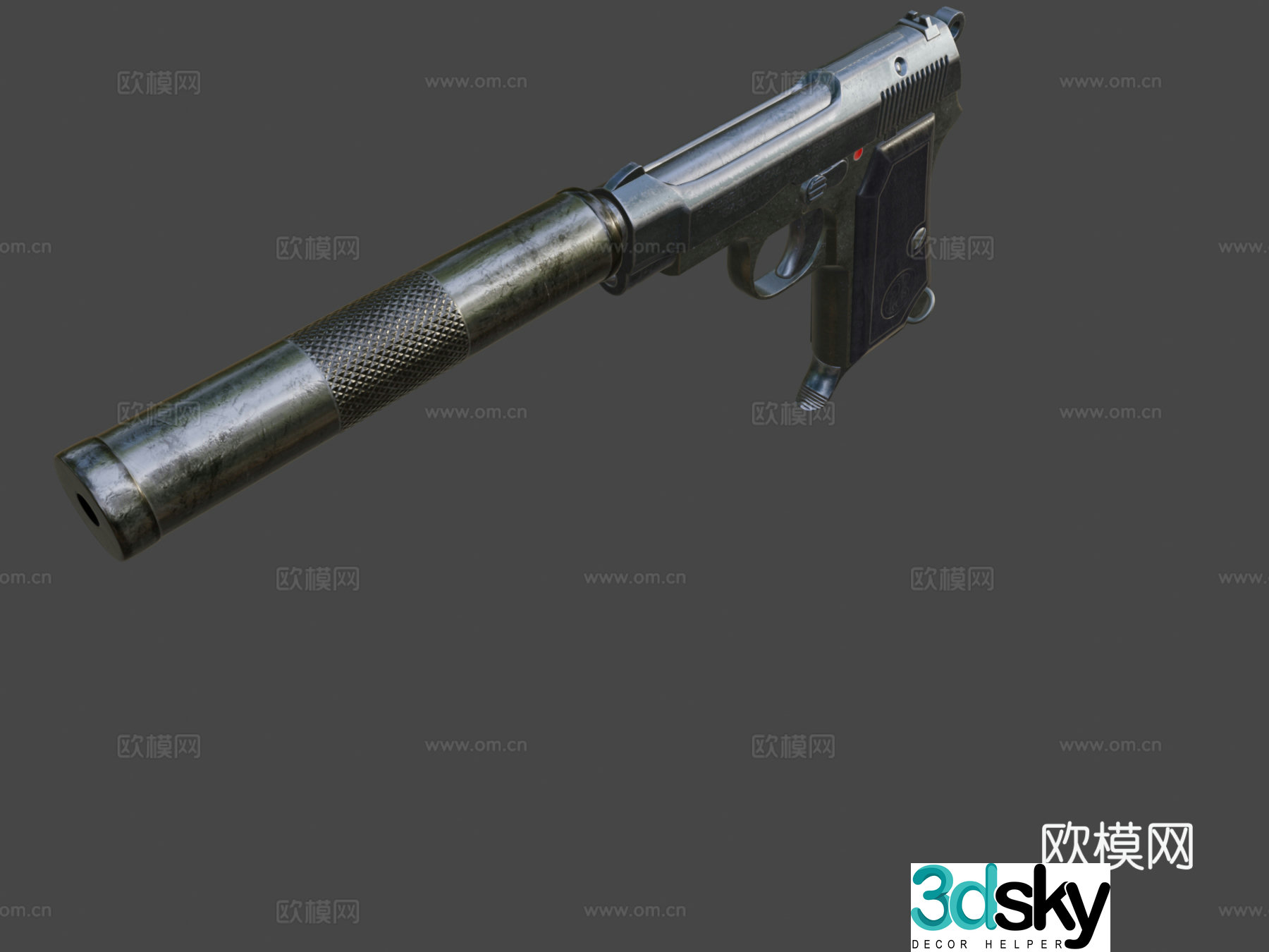 Silenced Beretta M1935 3d model