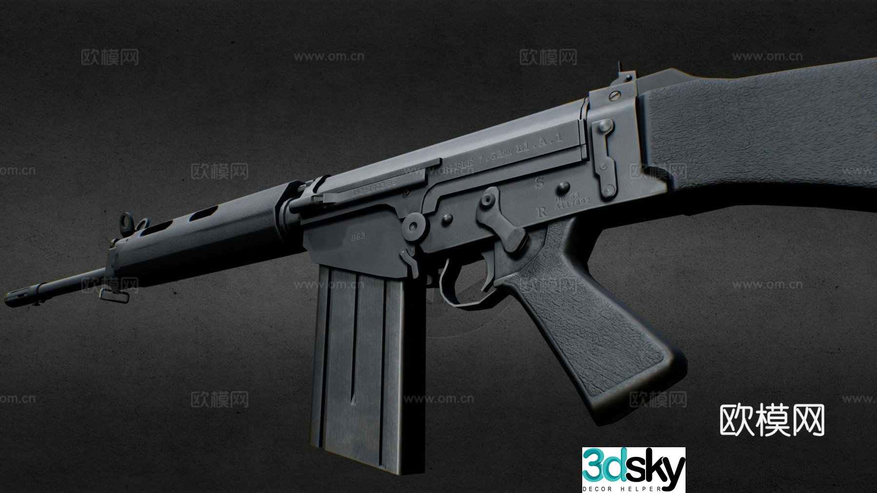 FN FAL 7.62 mm black version 3d model