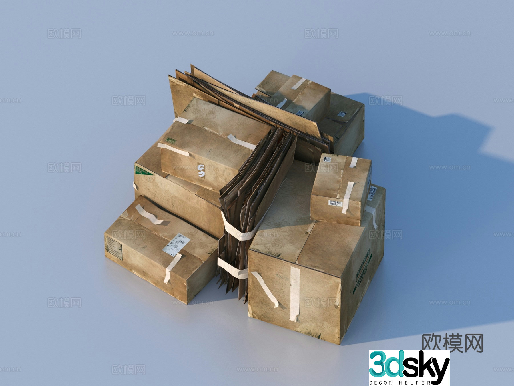 Scrap Carton Carton Cardboard Box 3D Model