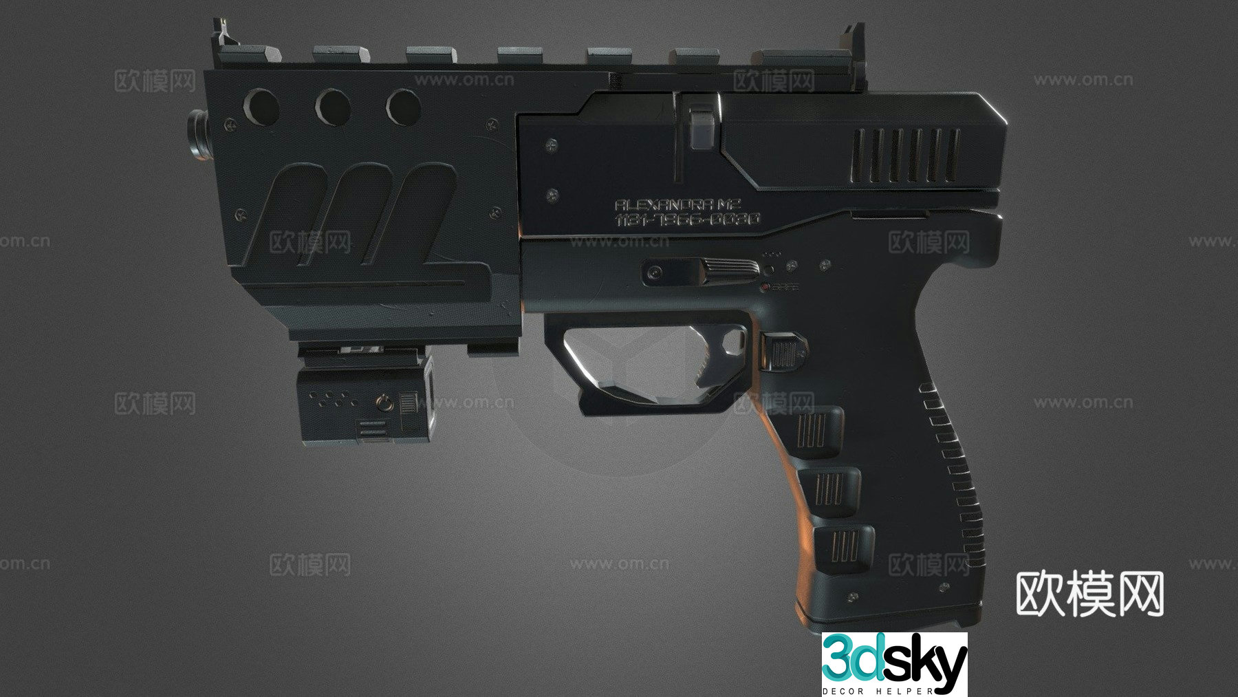 Pistols and accessories 3d model