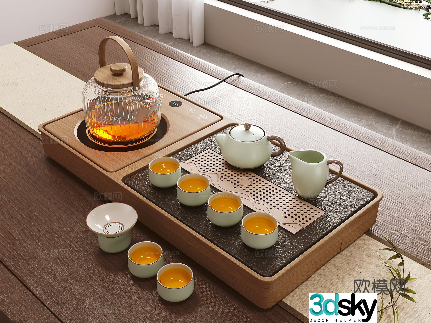 Modern tea set Tea plate Tea table 3D model