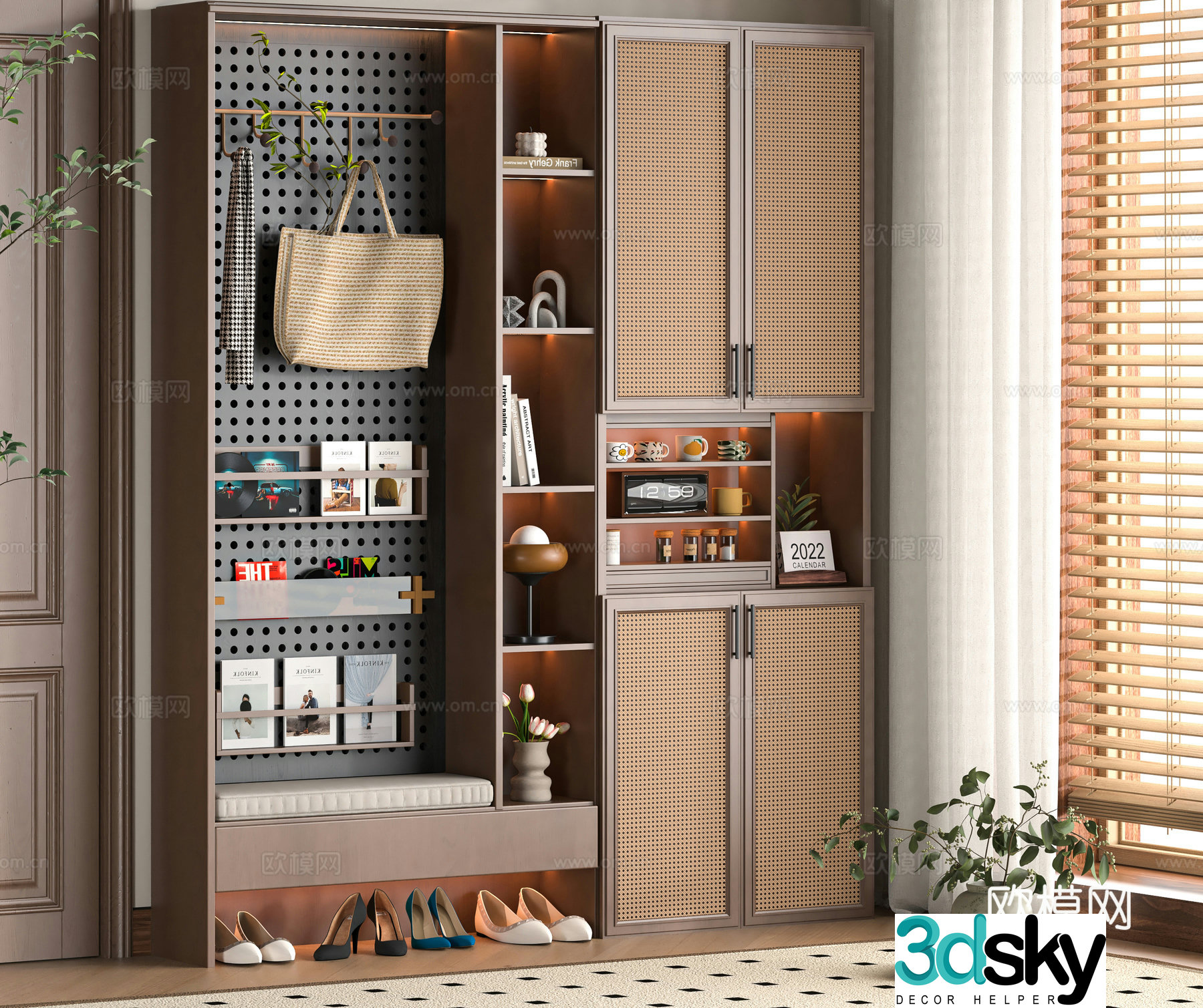 Middle-aged shoe cabinet 3D model