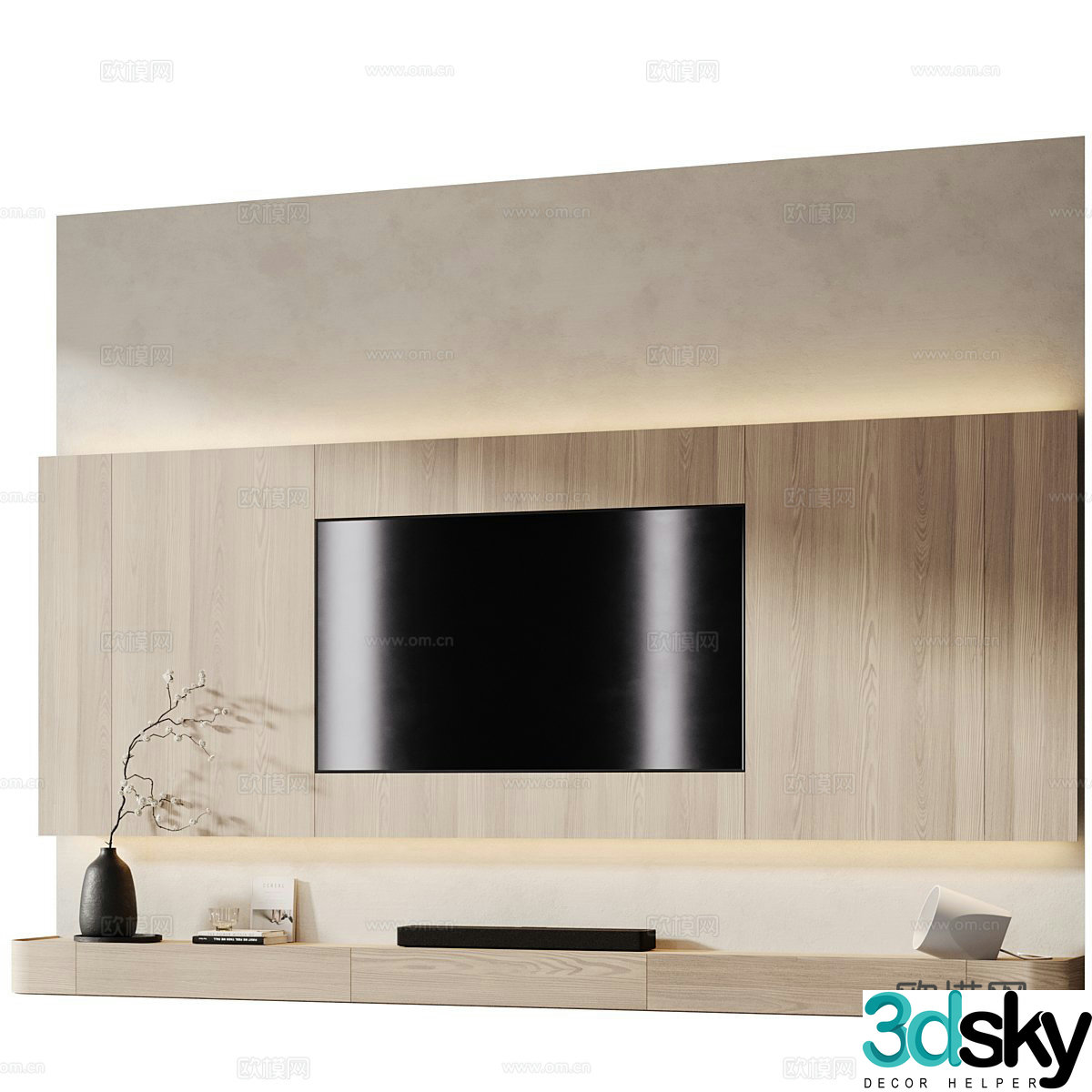 Modern TV background wall 3d model
