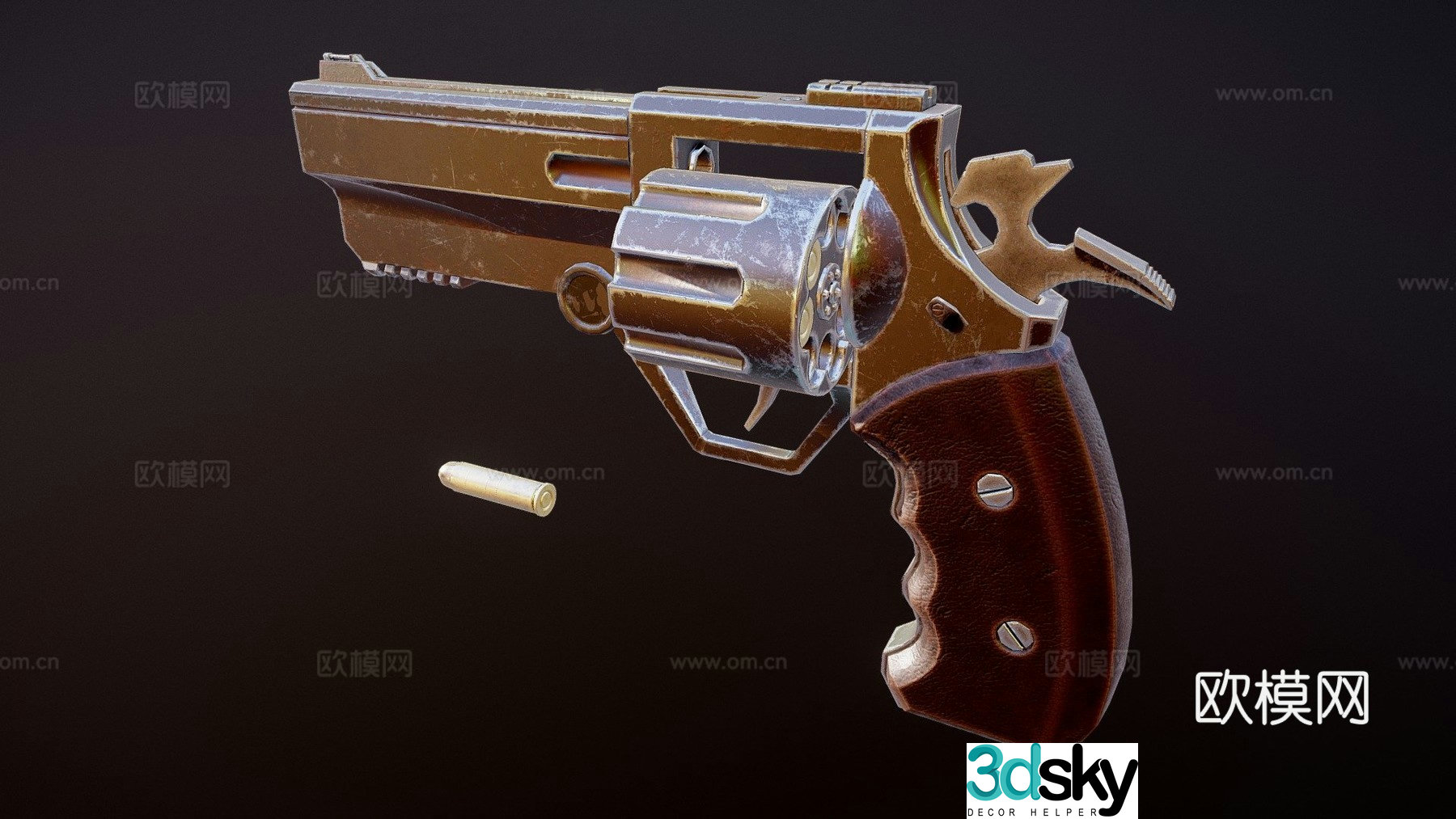 Solid Revolver for VR 3d model