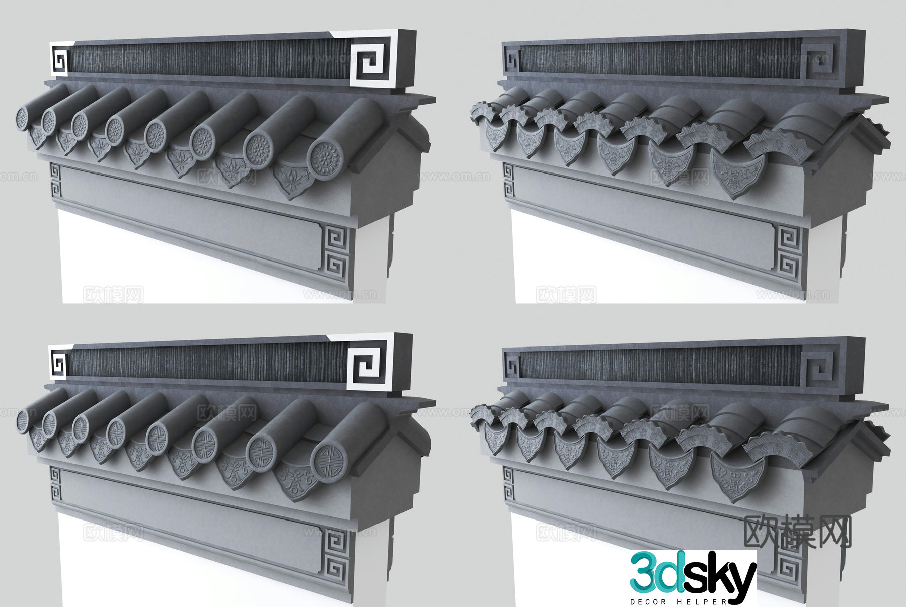 Fence courtyard wall horse head wall 3d model