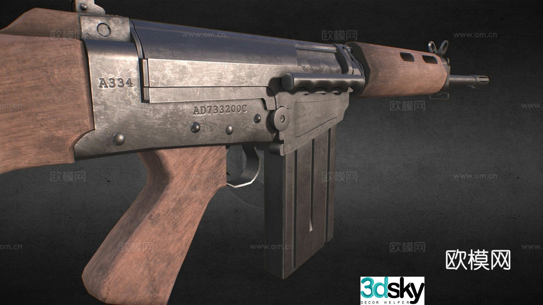 FN FAL 7.62mm wooden version 3d model