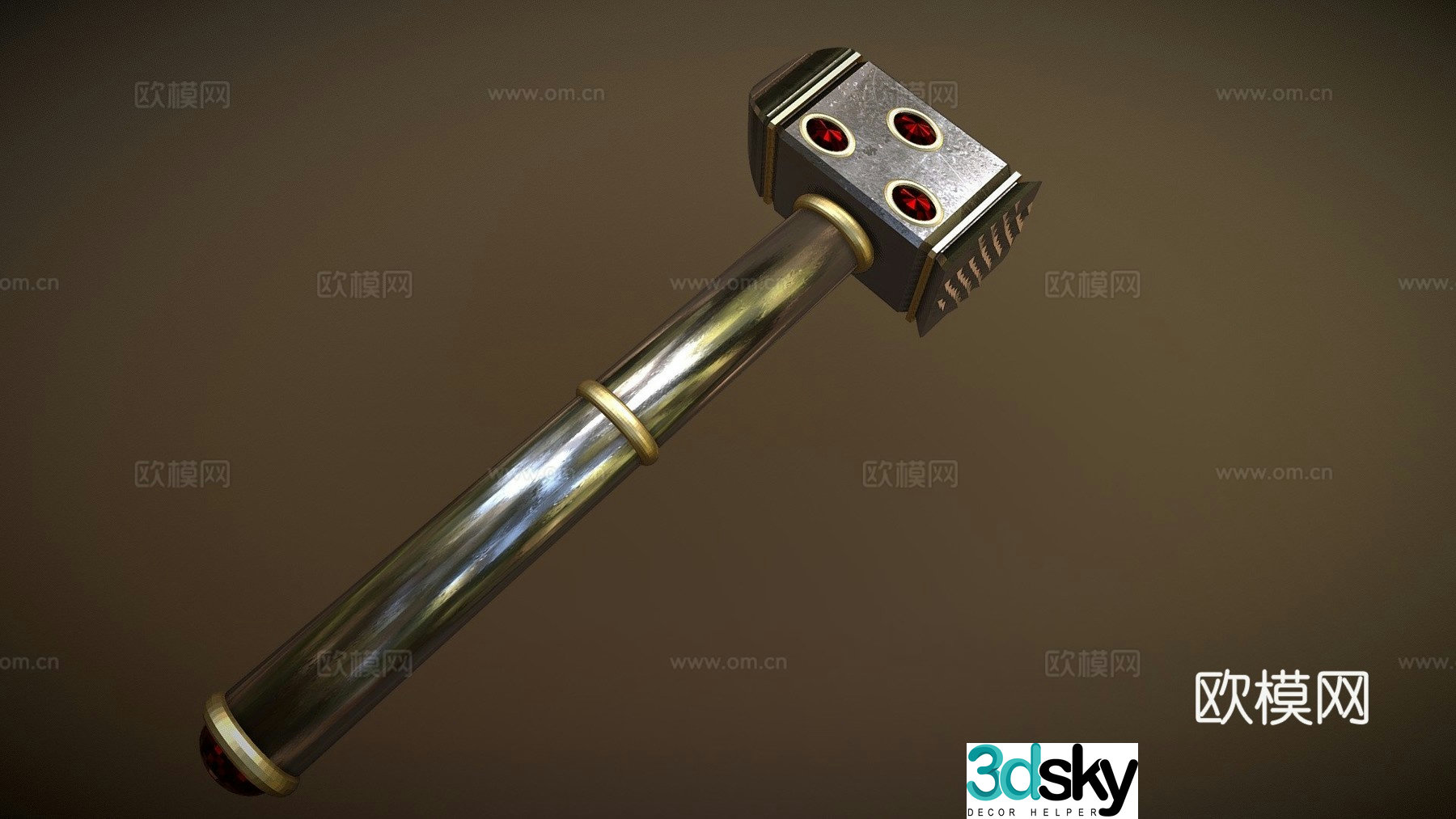 Dwarf one-handed war hammer 3d model