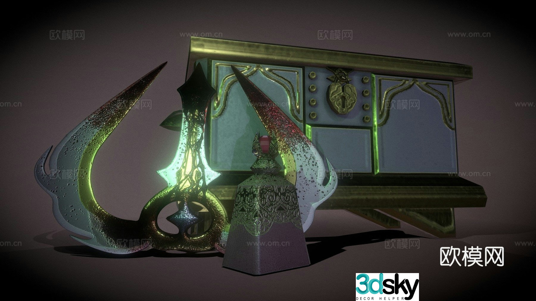 Tree trunk, sword and elixir 3d model