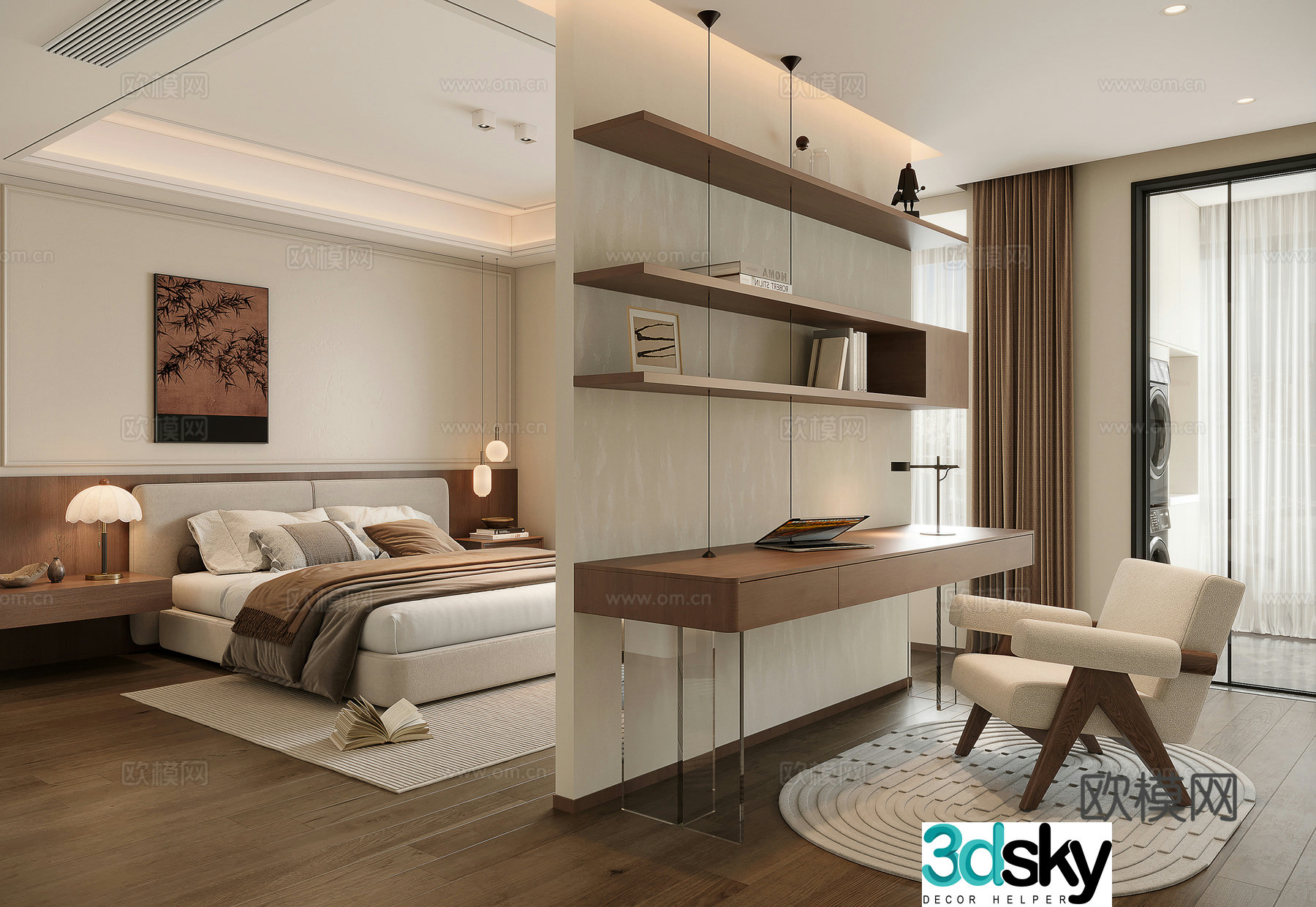 Middle-aged bedroom desk 3d model