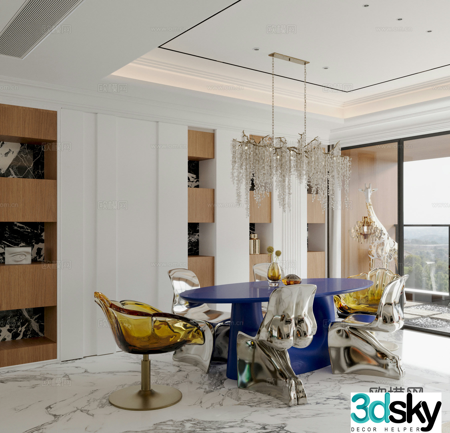 Italian light luxury restaurant 3D model