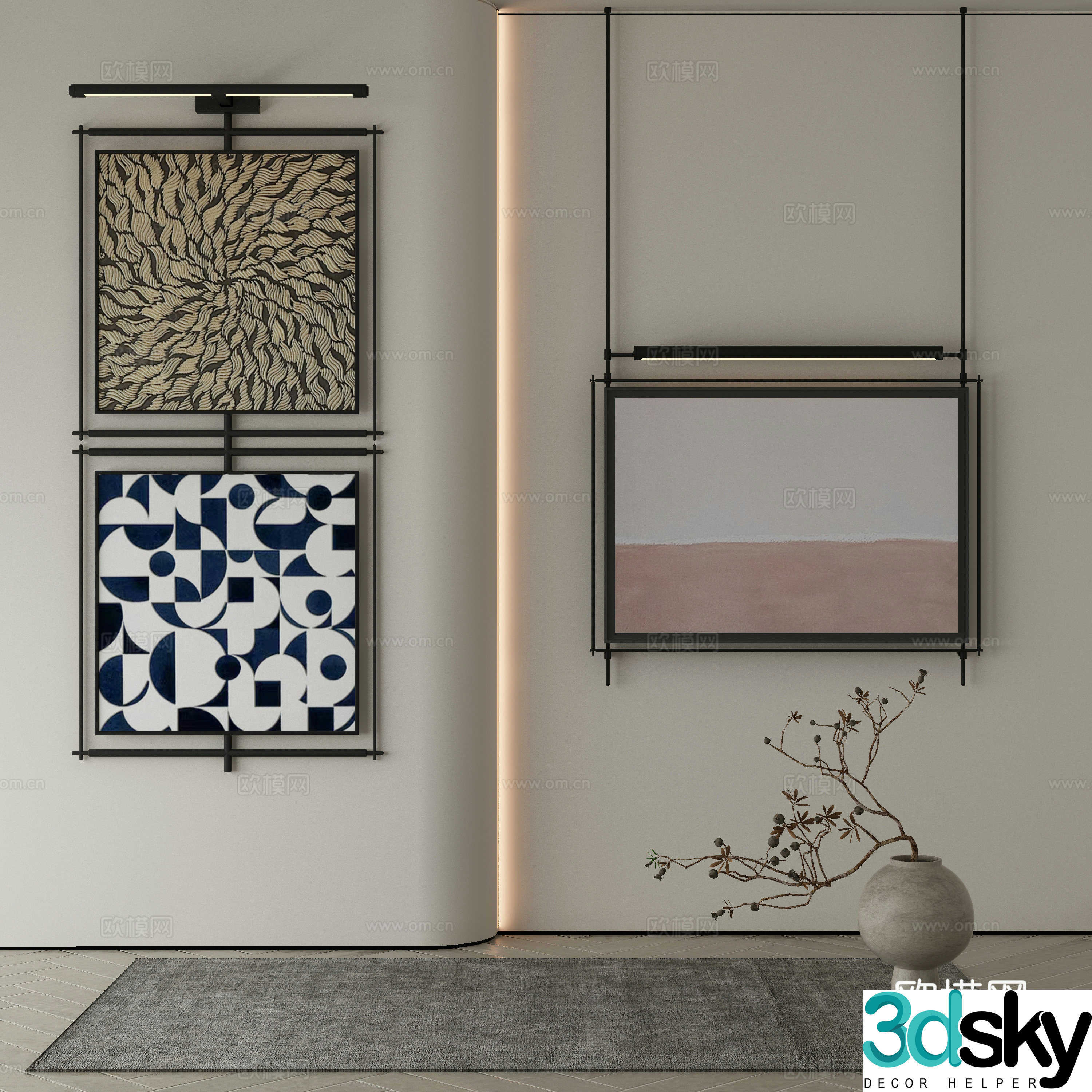 Modern Wasabi Hanging Painting Oil Painting 3D Model