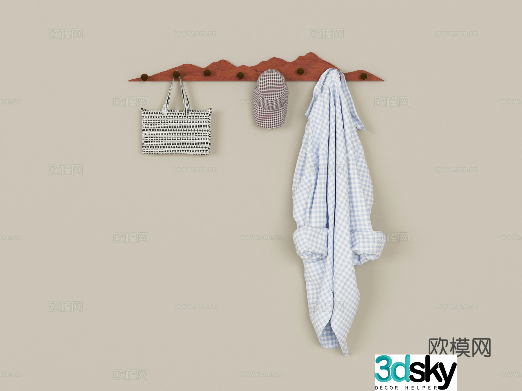 Modern minimalist coat hook 3D model