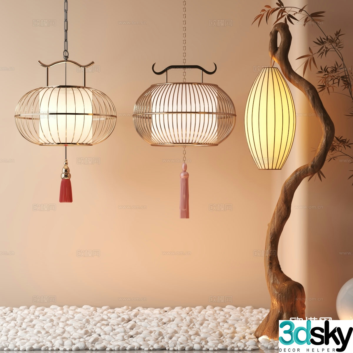 Lantern chandelier 3d model