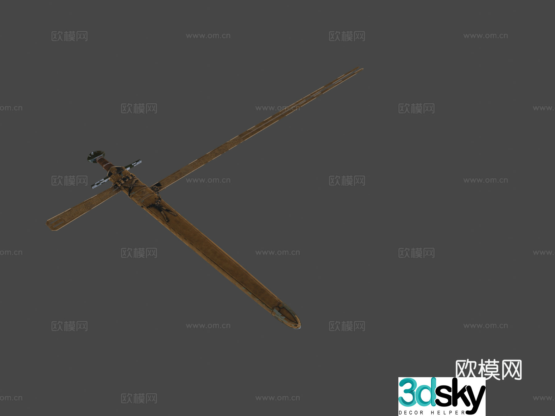 Templar sword and scabbard 3d model