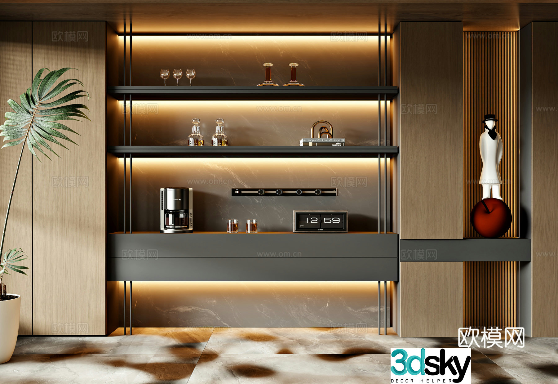 Italian modern sideboard sideboard ornament 3D model