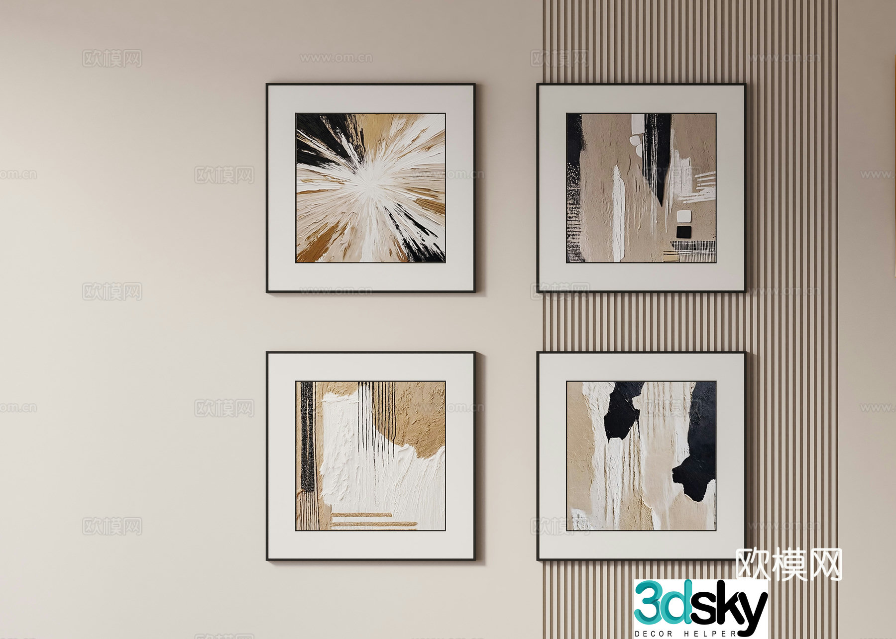 Modern minimalist texture hanging painting 3d model