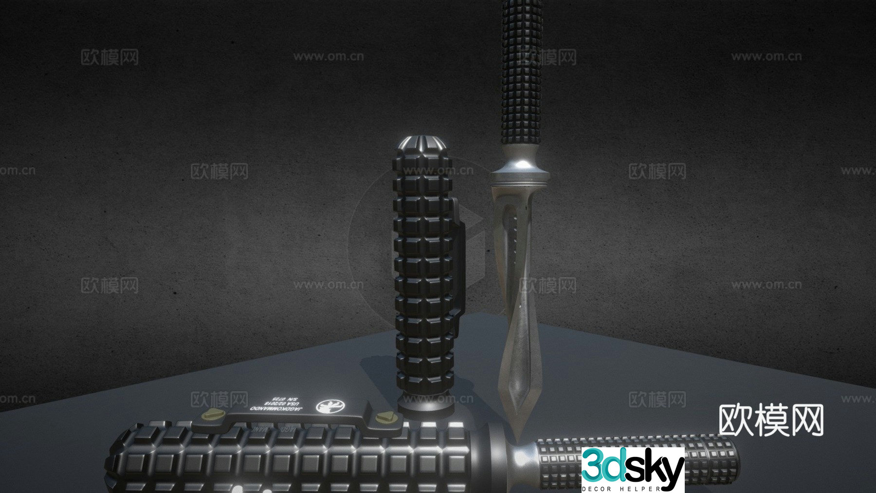 Microtech Hunting Three Bladed Dagger 3d model