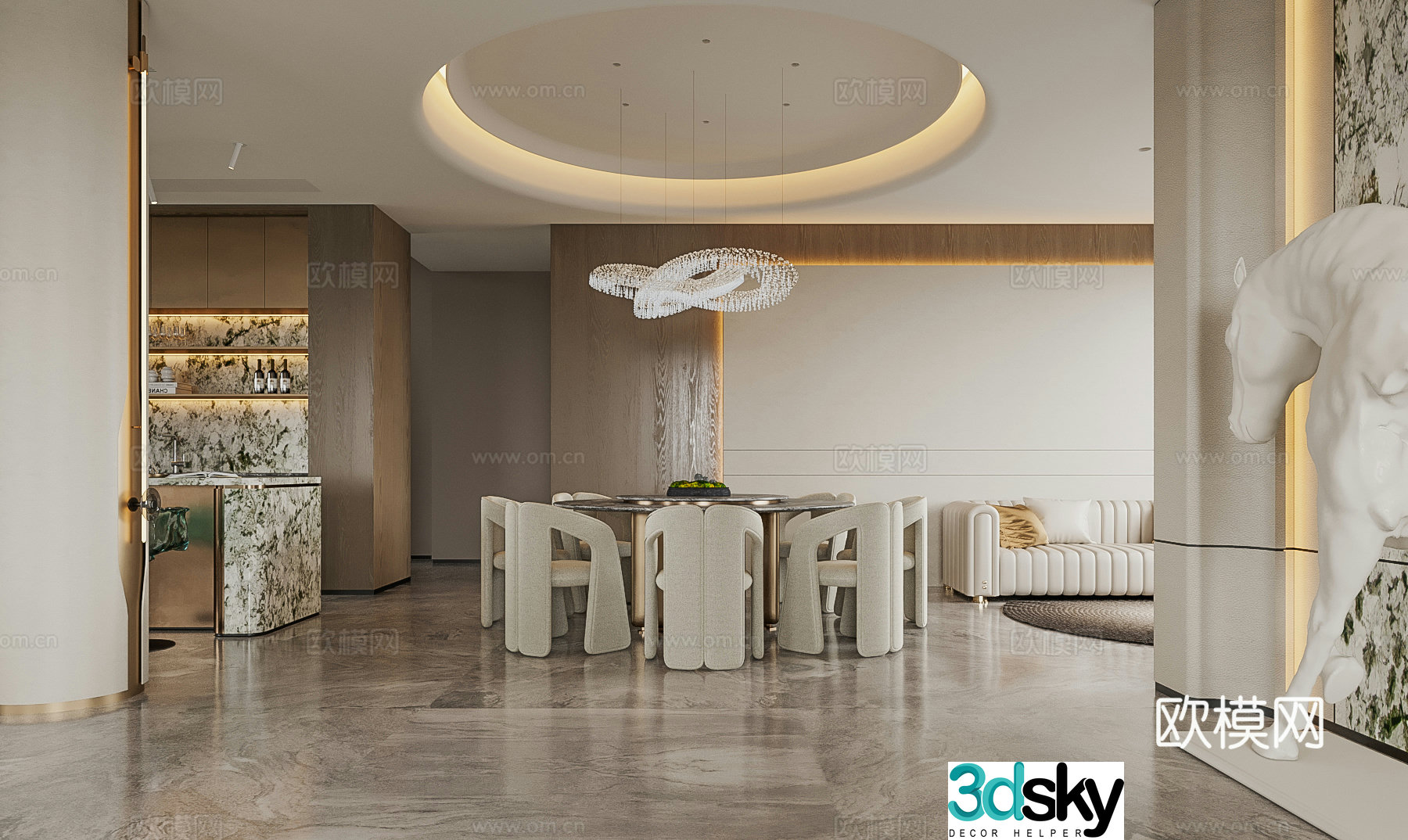 Italian restaurant Italian minimalist restaurant Italian villa restaurant 3d model