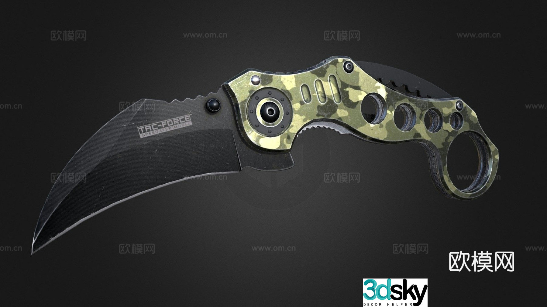 Stealth sniper style skin tactical power knife 3d model