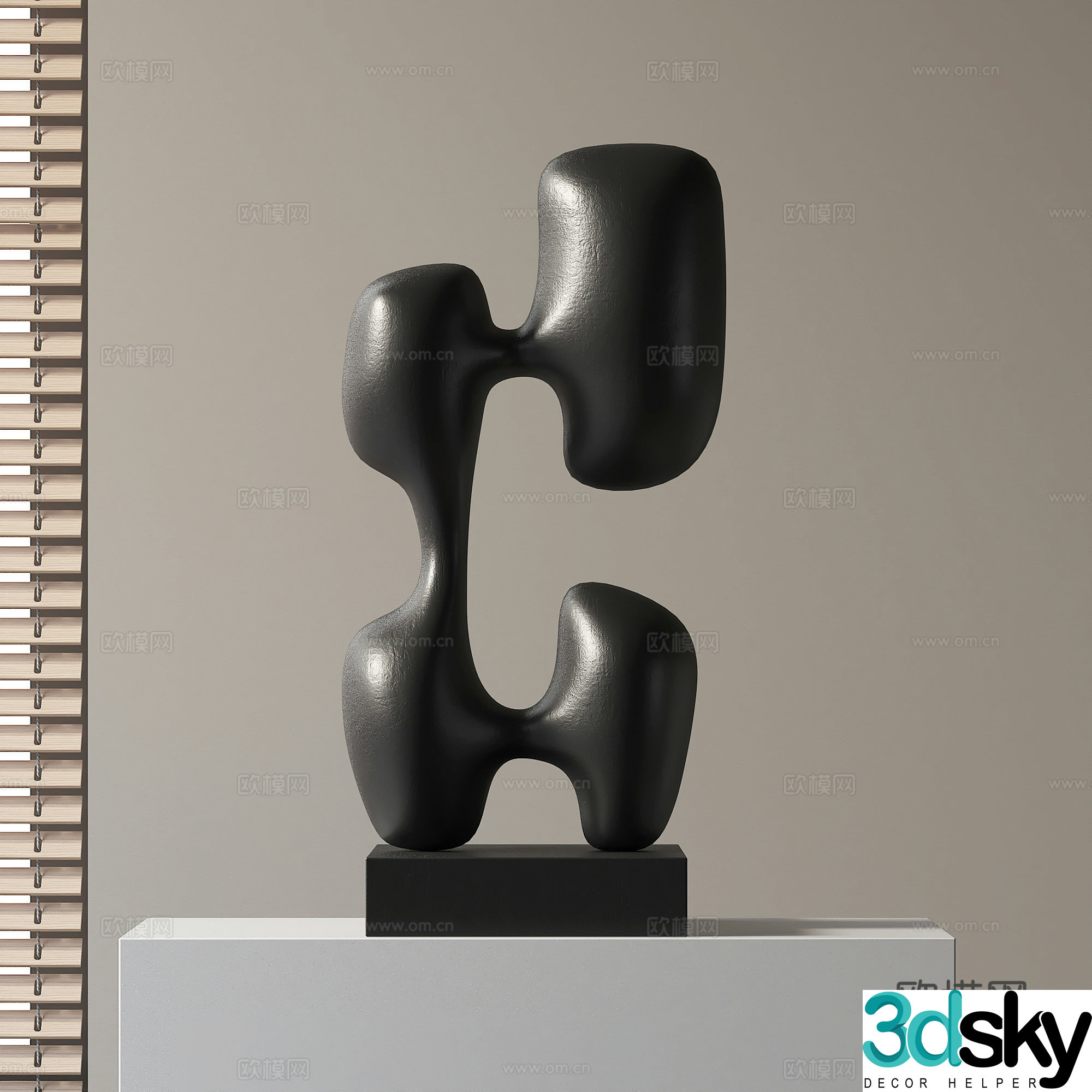 Modern abstract dark sculpture 3d model