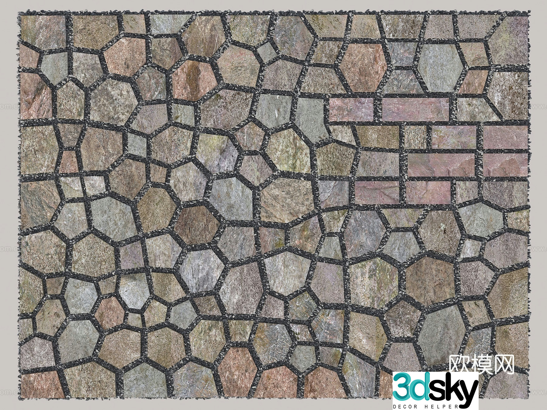 Ice crack paving Ice crack cement brick Ice crack embedded soft stone crushed square bricks Square paving 3D model