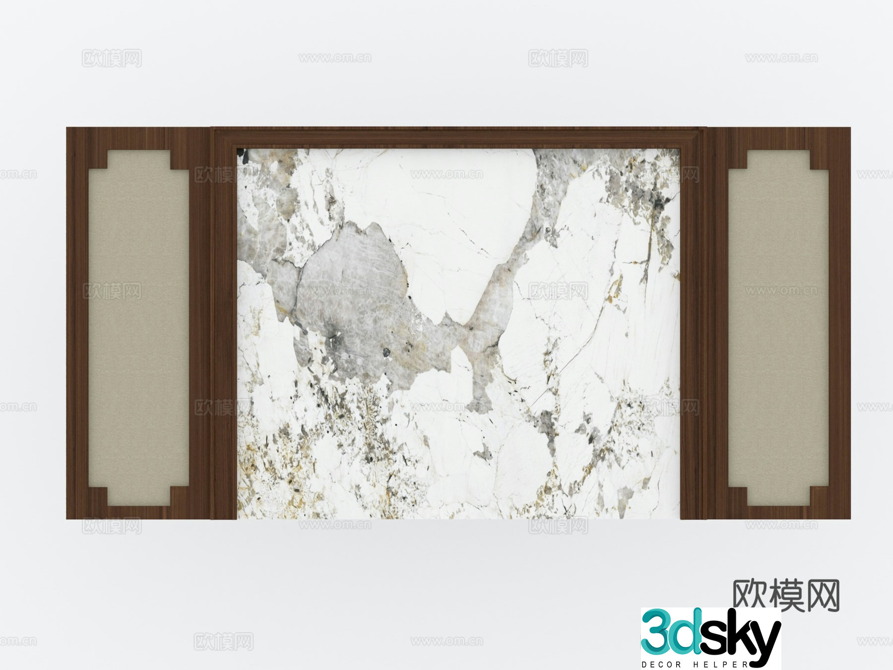 New Chinese style living and dining room TV background wall sofa background wall 3d model