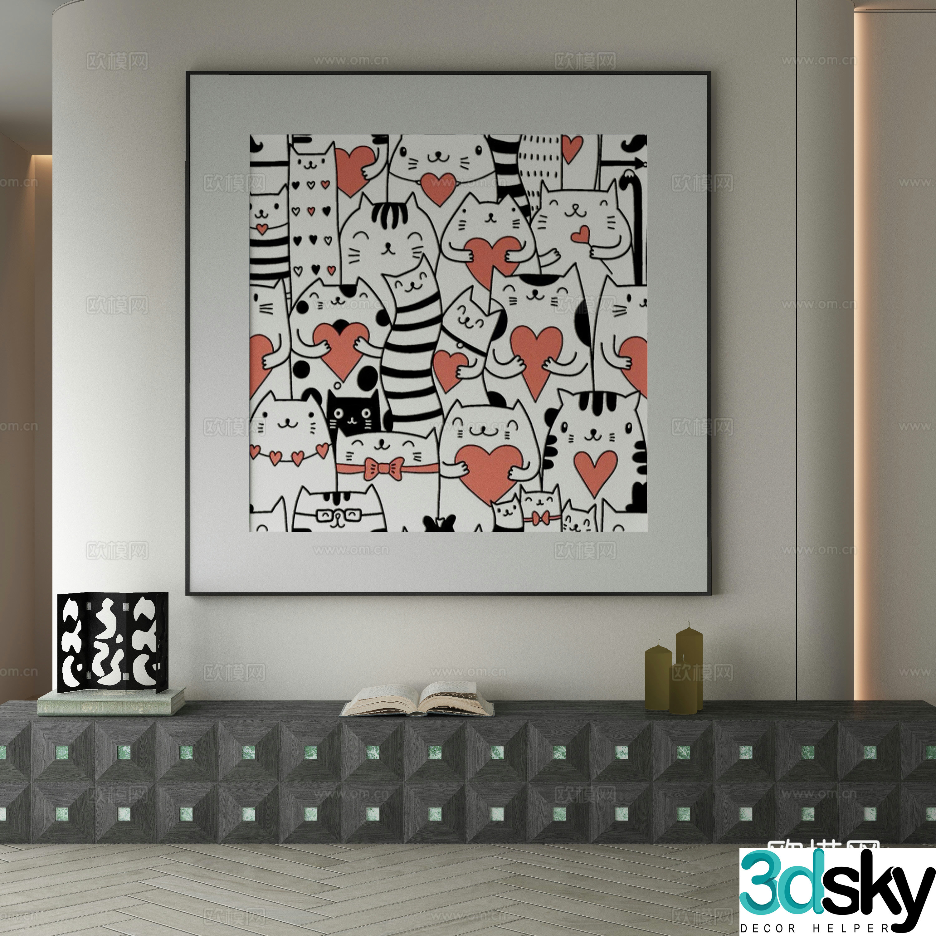 Modern Wasabi Hanging Painting Oil Painting 3D Model