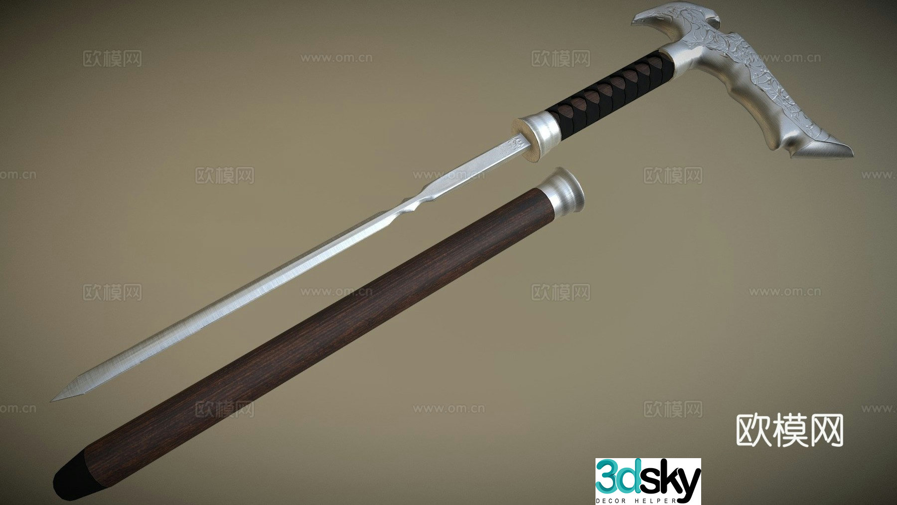 Hidden blade cane 3d model